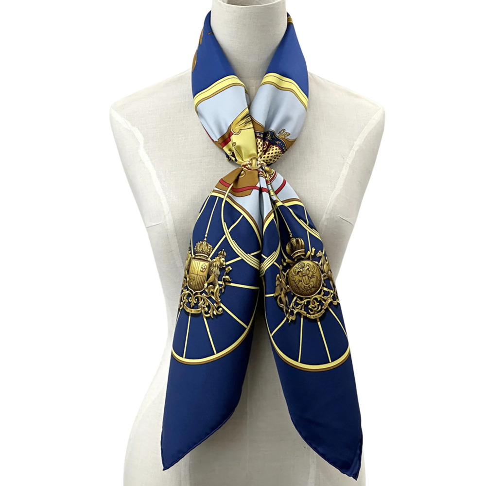 HERMES Authentic Blue Silk Scarf - Picture 6 of 8